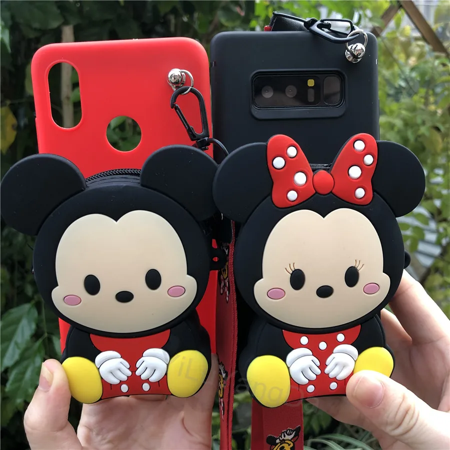 Stitch Minnie Cartoon Zipper Wallet Phone Case for Samsung Galaxy J4 J6 J8 A6 A7 A8 Plus A9 A9s A8s J2 Pro J4 A2 Core Cover