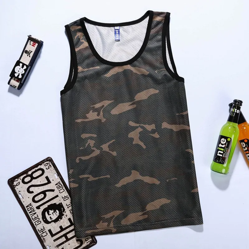 

Men Camouflage Tank Top Mesh Quick Dry Hip Hop Sleeveless Shirt Fashion Summer Harajuku Vest Camiseta Tirantes Hombre