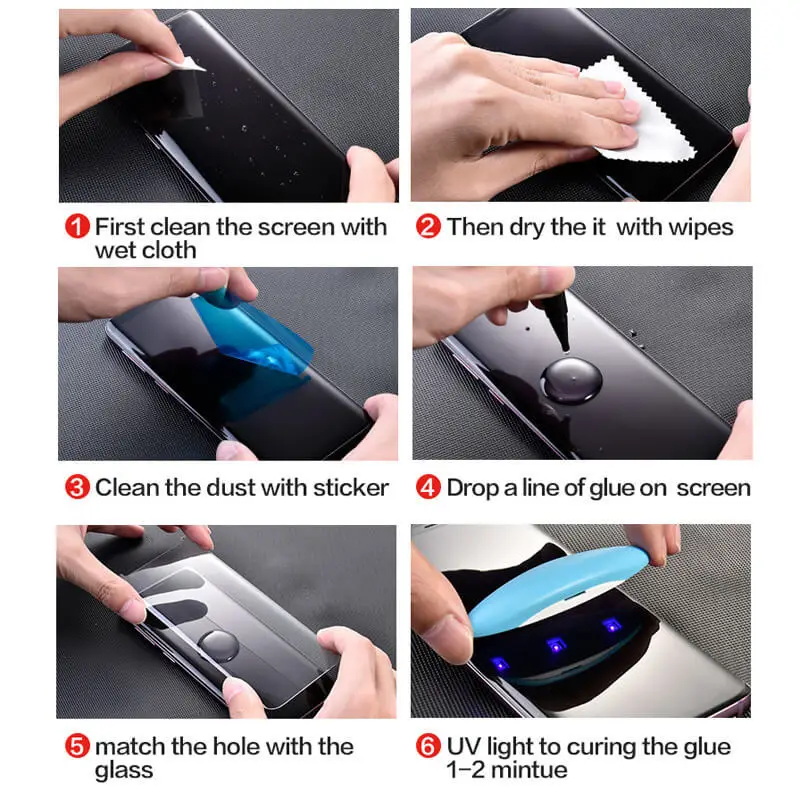 2pcs Anti blue light Nano Liquid Full Glue Tempered Glass For Samsung Galaxy S8 S9 plus Screen Protector For Note 9 With UV Ligh (10)