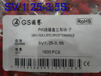 

1000pcs/lot RV1.25-3.5S AWG22-16 0.5-1.5mm2 #6 Bolt Wire Connector Red Ring Terminal