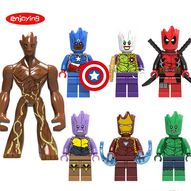 

LEGOing Groot Figures Rocket Raccoon Guardians of the Galaxy Hulk Deadpool Compatible with Legoing Building Blocks Kids DIY Toys