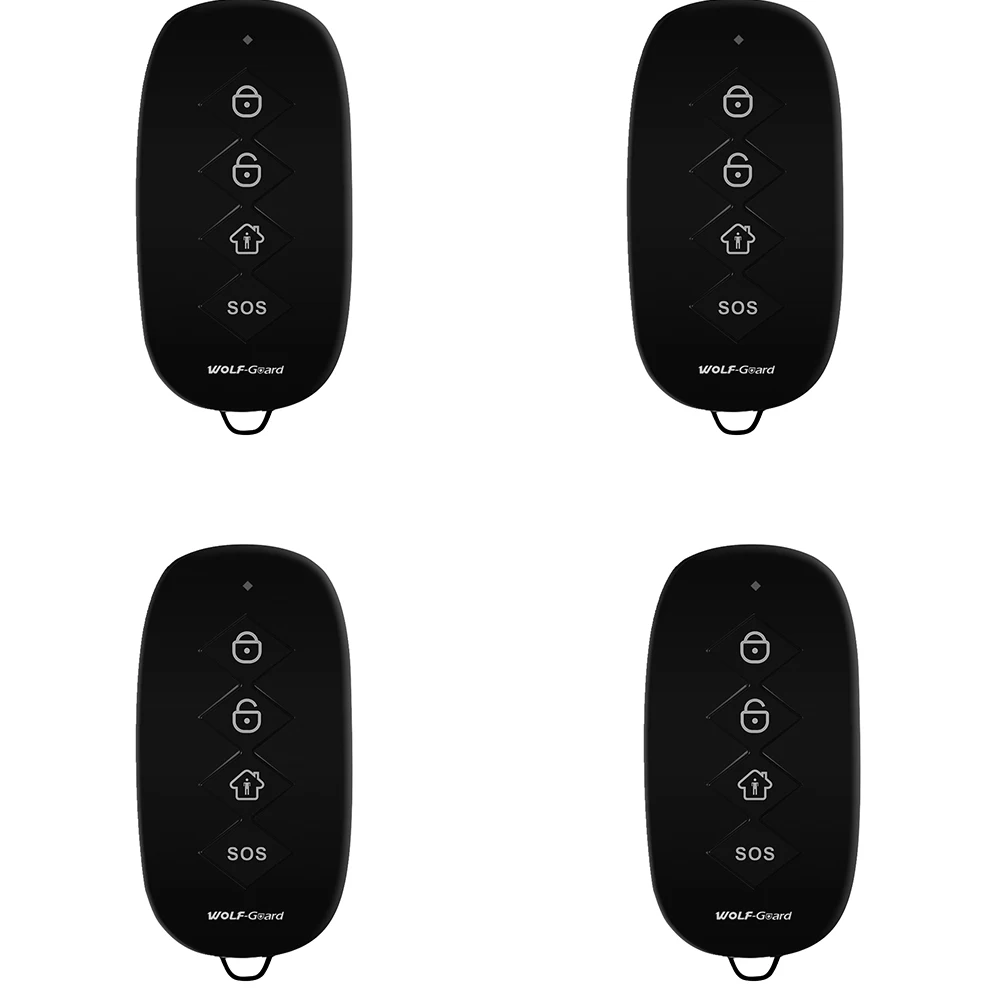 

4pcs Wolf-Guard 433MHz Wireless Waterproof Black RF 4 Keys Remote Control Keyfobs for Home Alarm Security System YK-07A