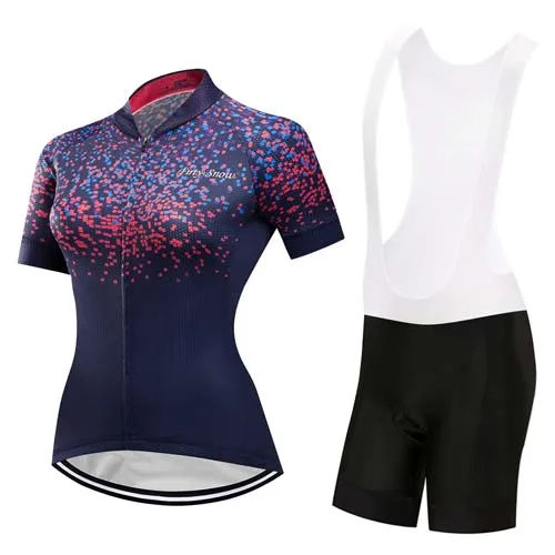 Велосипедная майка с нагрудником, шорты для женщин, спортивная одежда для горного велосипеда, комплект одежды, одежда для горного велосипеда, женское платье - Цвет: jersey and pants 2