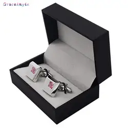 GraceAngie 1 PCS High Quality Black Faux Leather Cufflinks Box Gift Storage Case Cuff Display Box  Jewelry Packages 75*50*38MM