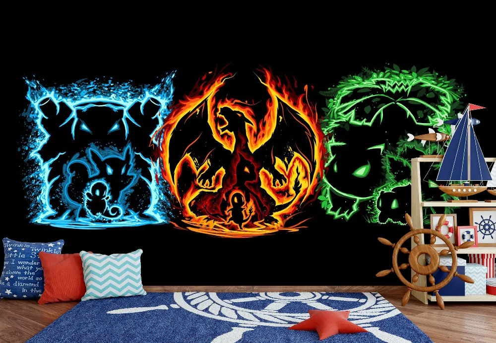 

[Self-Adhesive] 3D Pokemon Ice Fire Monster 22 Japan Anime Wall Paper mural Wall Print Decal Wall Murals