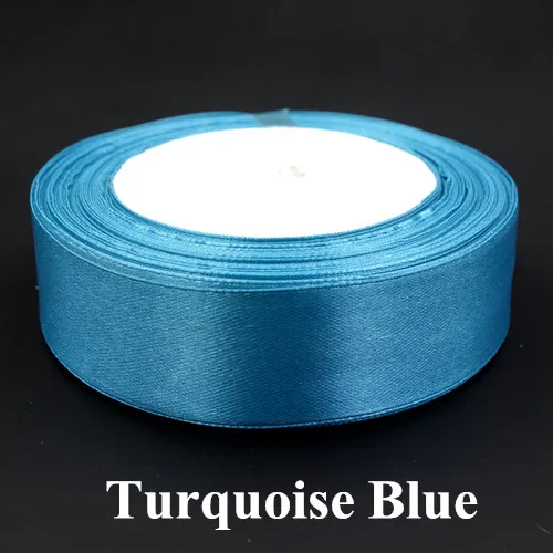 Атласная лента 25 мм 25 ярдов шелковая атласная лента Rubban лента для украшения свадебной вечеринки атласная лента 25 ярдов(61 цвет - Цвет: 19 Turquoise Blue