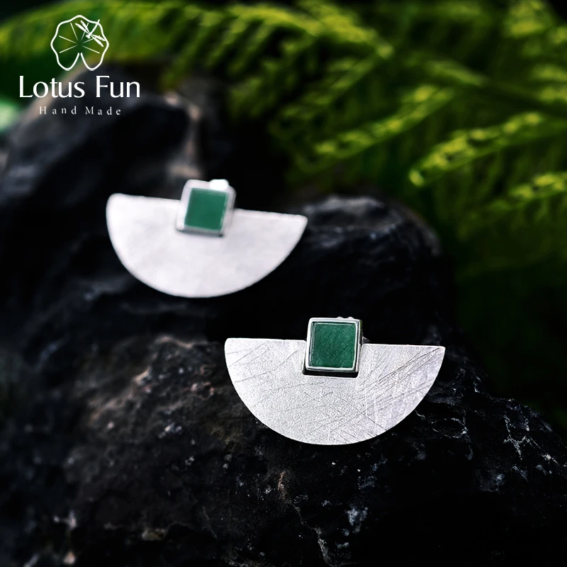 

Lotus Fun Real 925 Sterling Silver Natural Stone Handmade Fine Jewelry Luxury and Simple Fashion Stud Earrings for Women Brincos