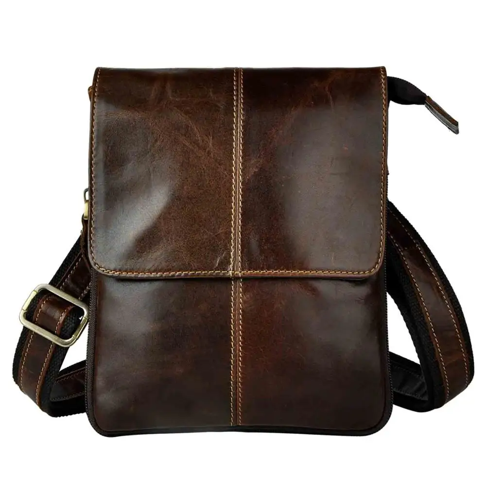 Натуральная кожа Мужская модная повседневная маленькая тонкая сумка-мессенджер через плечо дизайнерская поясная сумка для телефона 8713c - Цвет: coffee