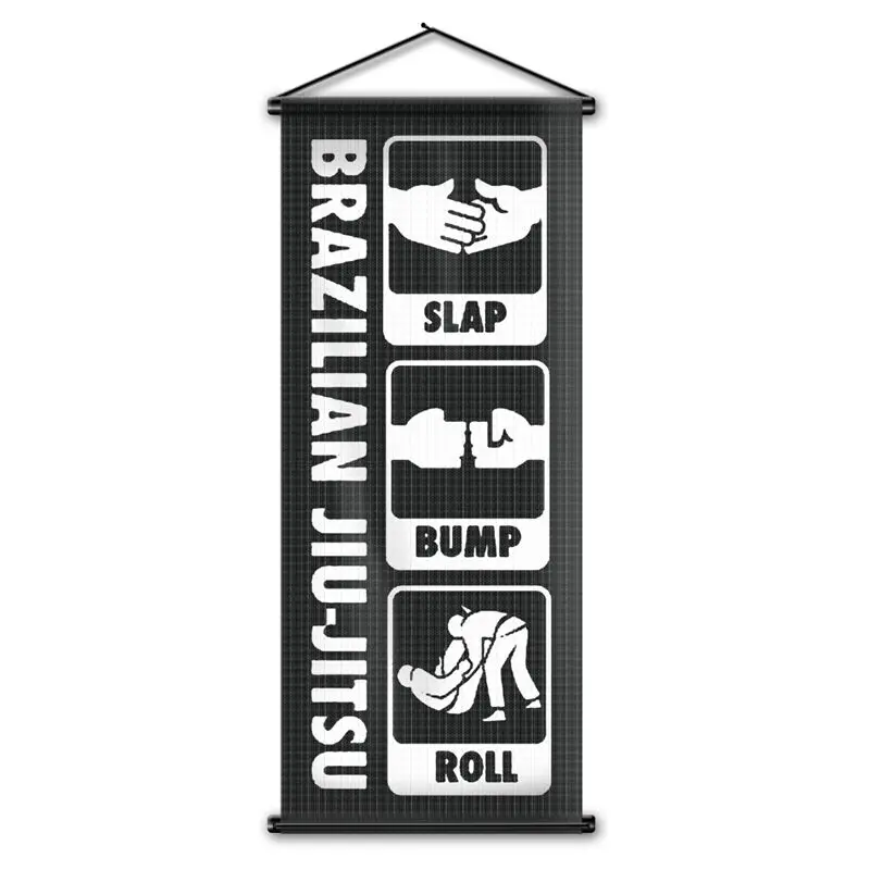 Brazilian Jiu-Jitsu Hanging Wall Flag BJJ Scroll Banner Dojo MMA Gracie Barra