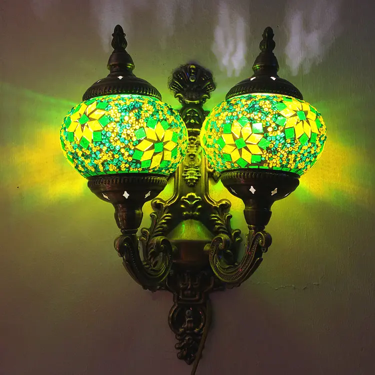 Artpad украшения в средиземноморском стиле, витражные двойные светильники, светодиодный Ретро винтажный турецкий мозаичный настенный светильник E12 для дома в отеле - Цвет абажура: A type