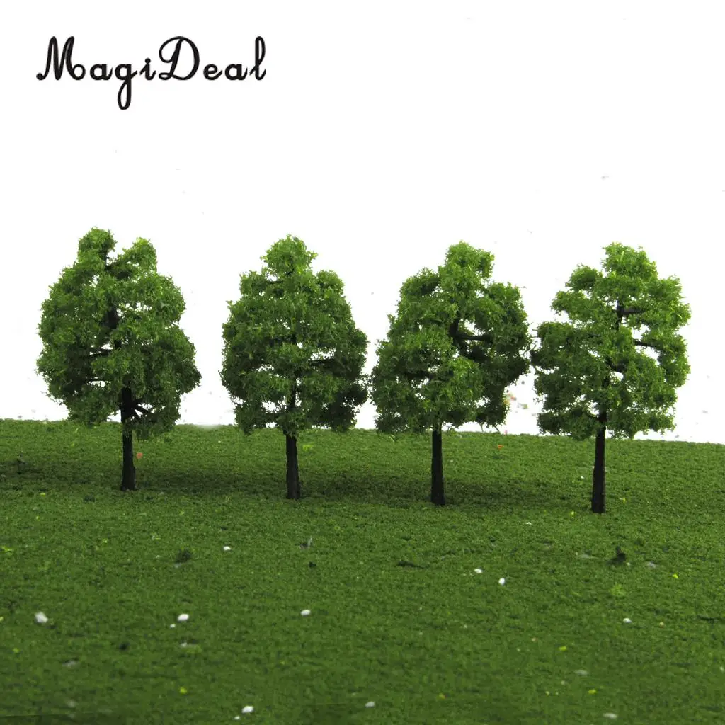 20Pcs/Pack 1:100 Scale Plastic Model Trees Train Railroad Railway Street Garden Park Scenery Layout Dark Green