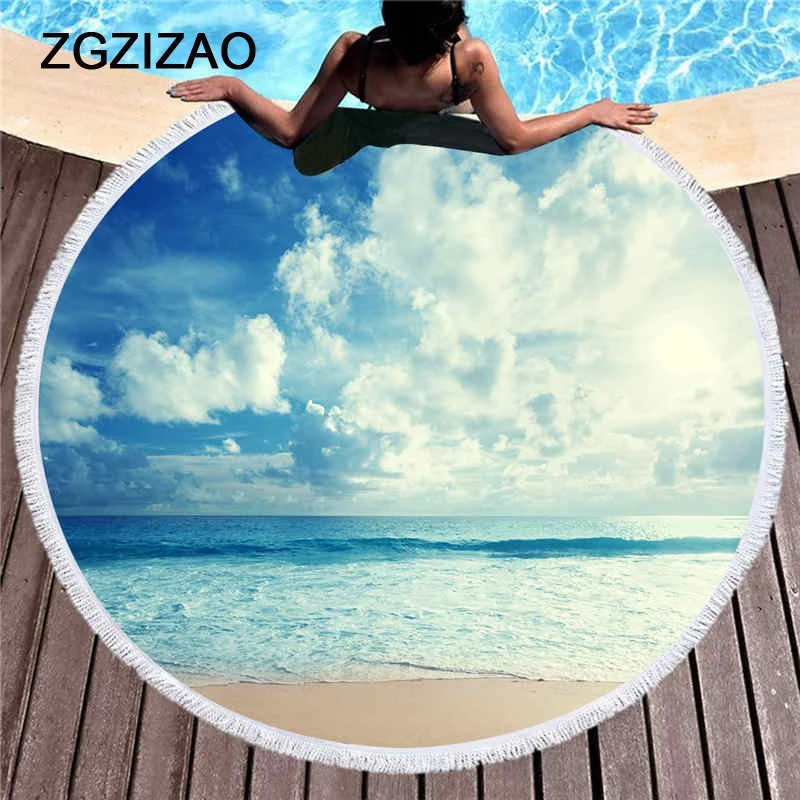 2019 Гавайи пляжное полотенце с принтом макарон, десерт круглый летние пляжные полотенца с кисточкой из микрофибры Полотенца большой для