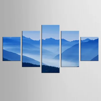 

5 pieces/set Blue sky fog filled the hills Wall Art Painting Pictures Print On Canvas Art for Wall Decor Painting
