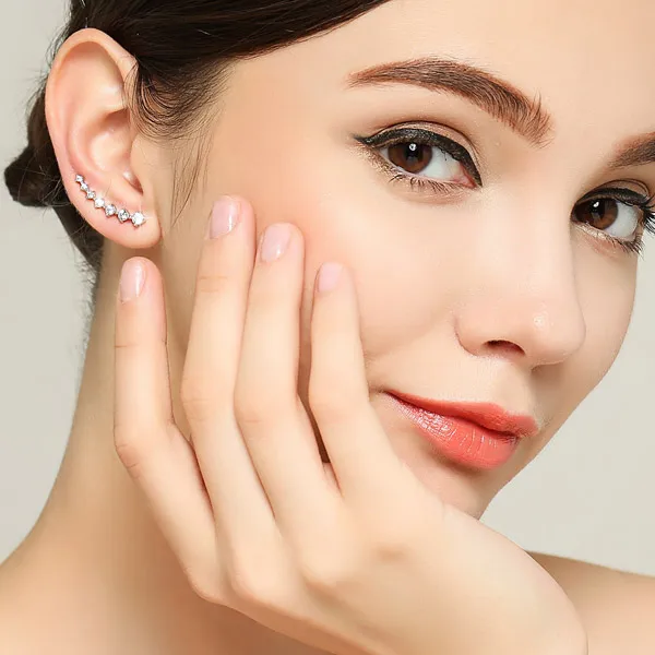 2018 Bling AAA Zirconia Factory Promotion Climber 925 Sterling Silver Long Ear Cuff Stud Earrings For Women Ladies Jewelry Gift Fashion Jewelry