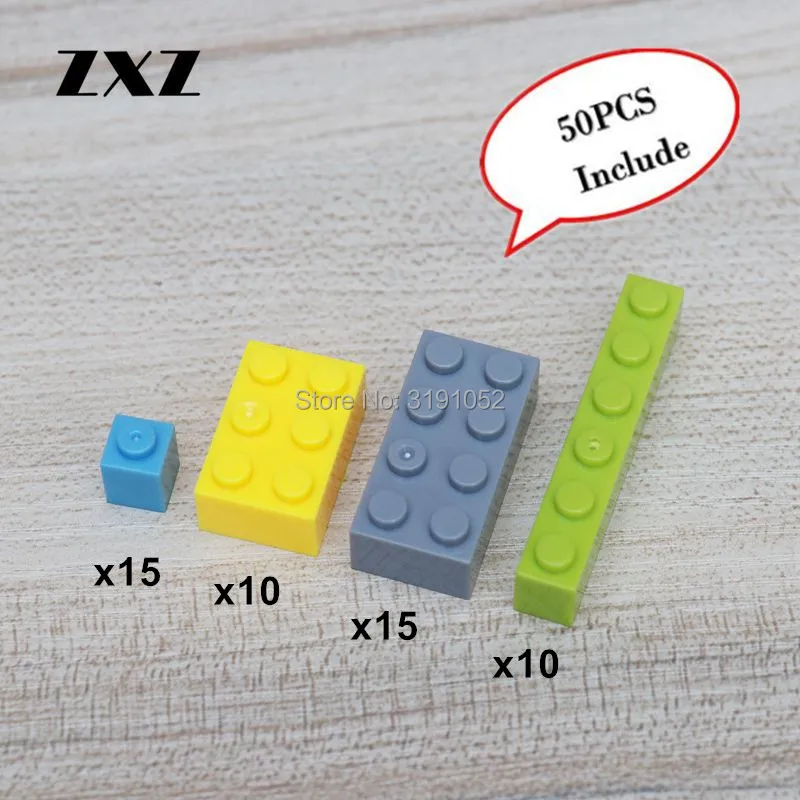 

Kids Toys High Bricks 1x1 2x3 2x4 1x6 Building Blocks DIY Toys Compatible With Legoes 3001 3005 3009 3002 50pcs