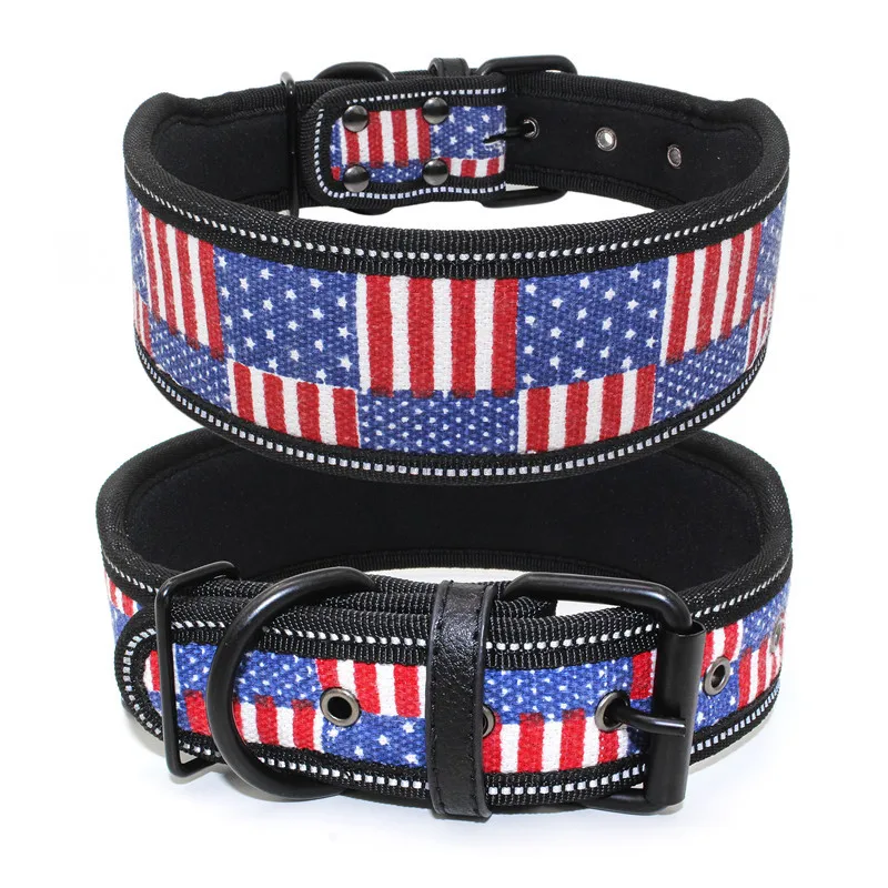 Dog Collar Reflective Nylon Adjustable Pet Collars For Medium Large Dogs Pitbull German Shepherd S M L