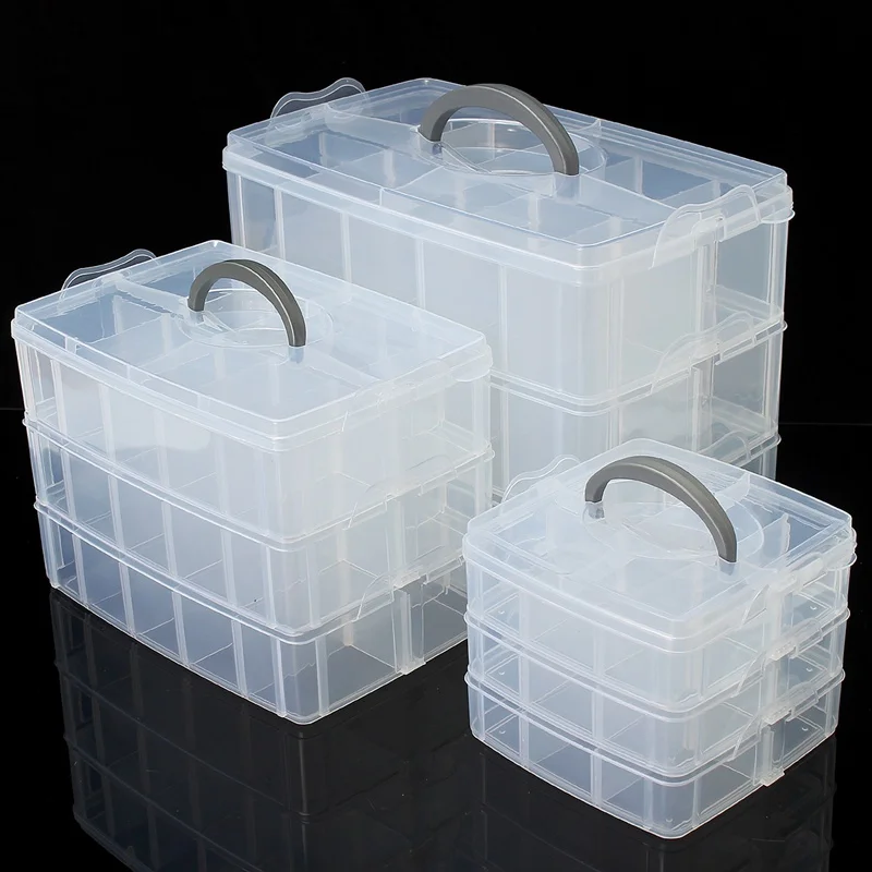 KiWarm Modern Multifunction Compartment Box Clear Plastic Storage