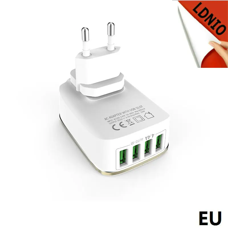 LDNIO Оригинальное 4 USB мульти порта 4.4A быстрое зарядное устройство EU/US вилки