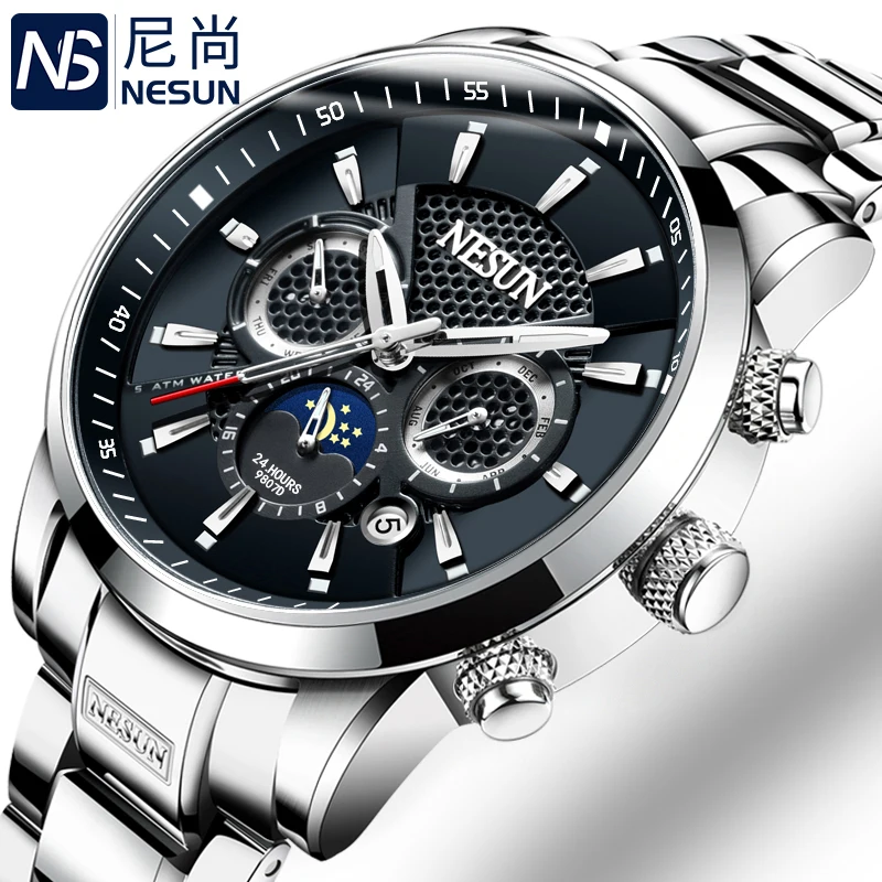 

Switzerland NESUN Luxury Brand Watches Men Multifunctional Display Automatic Mechanical Watch Luminous Waterproof clock N9807-3