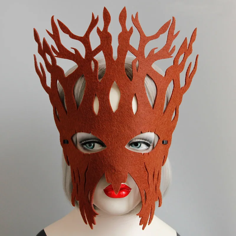 Children Party Mask Christmas Halloween Big Tree Felt Masks Vintage Coffee Face Mask Fashion