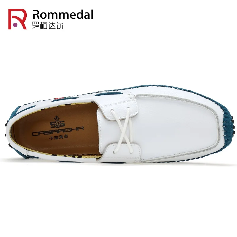 Rommedal male loafers genuine cow leather moccasins slip-on outdoor walking driving men casual shoes flats comfy footwear sz 47