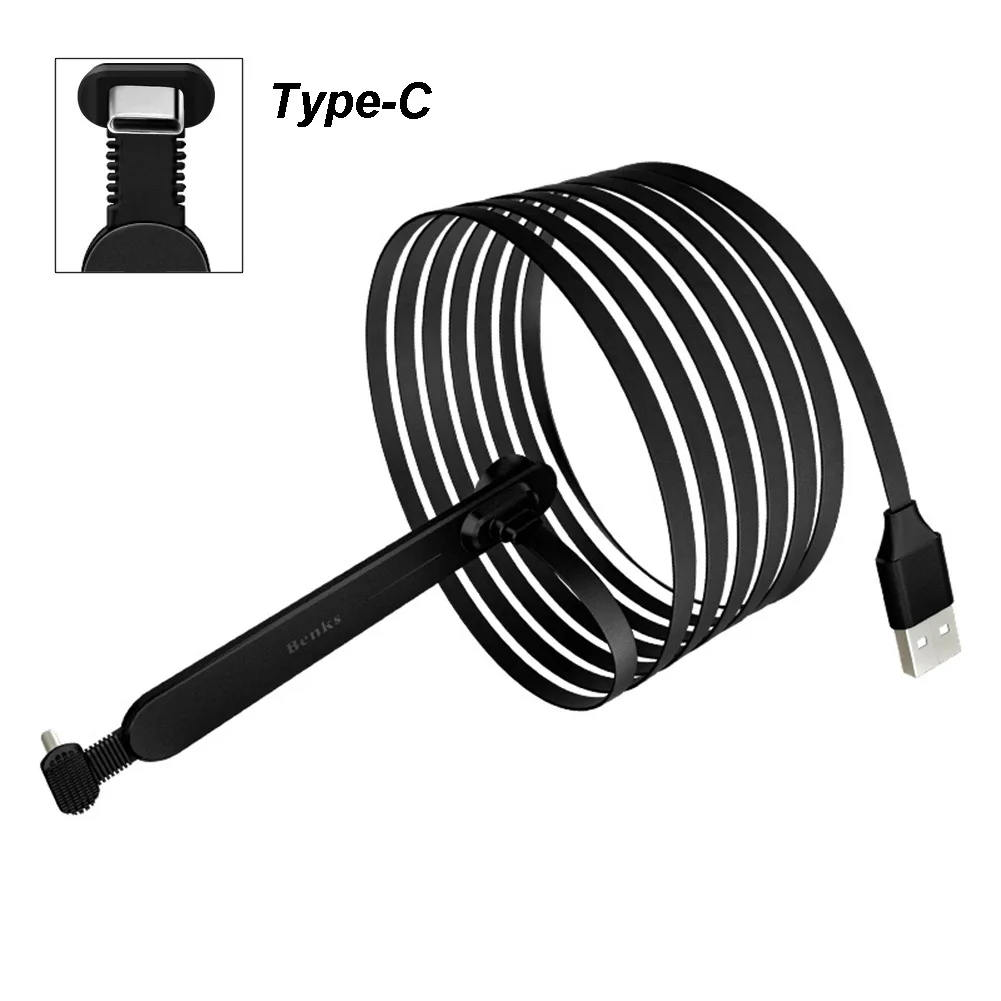 

180 Degree Data Cable Flat Sucker Phone Games Gaming Bend Fast Charge Charging Universal Charger Type-c Flexible