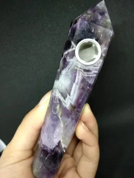 

135mm modern custom smoking pipes natural Dream Amethyst CRYSTAL quartz Smoking Pipes healing Hand Pipes