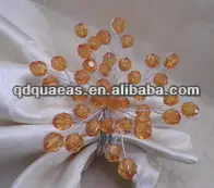 Orange beades кристалл цветок кольцо для салфеток, вышитый бисером свадебное держатель для салфеток