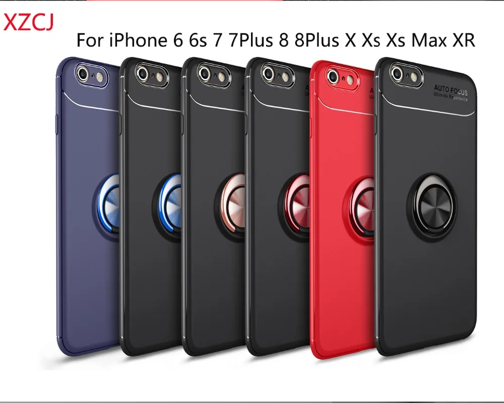 

Soft TPU Case For iPhone 7 8 X Xs XR Xs Max Auto Focus Invisible Ring Holder cover For iPhone 7 7plus 6s Plus free shipping