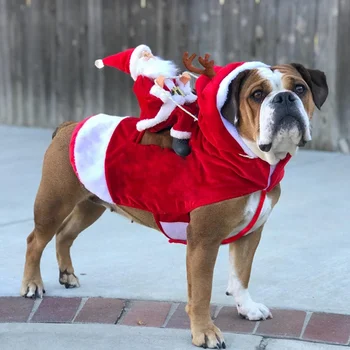 

Christmas Dogs Coat Santa Cosplay Outfit For Christmas Carnival Pet Costumes Apparel Party Dressing Up Clothing