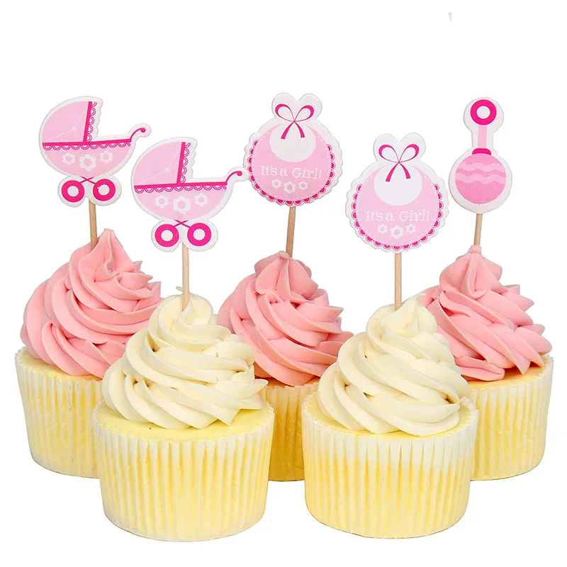 18 шт. Babyshower His a girl boy Cupcake Toppers Baby Shower вечерние украшения принадлежности пол Reveal Oh Baby - Цвет: Pink