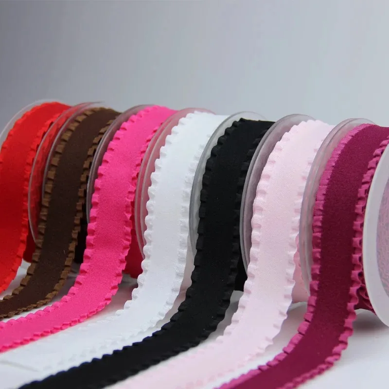 

30yards Lot Pleated Lotus Leaf Edge Velvet Ribbon for lace trimming linen gifts ribbons 16mm,25mm,38mm sizes