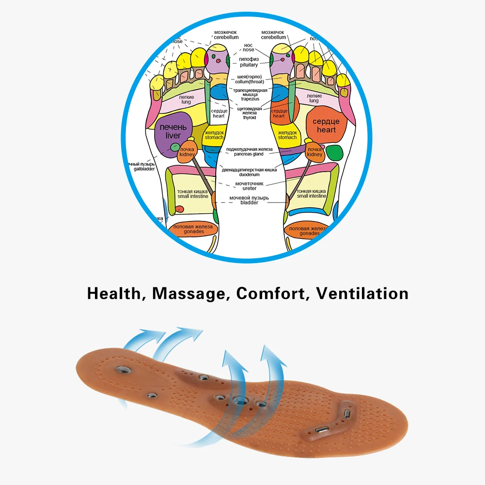 2 шт./пара унисекс акупрессур для похудения стелька для ног массажный магнит терапия боли в ногах акупунктурная терапия повышение ортопедические стельки