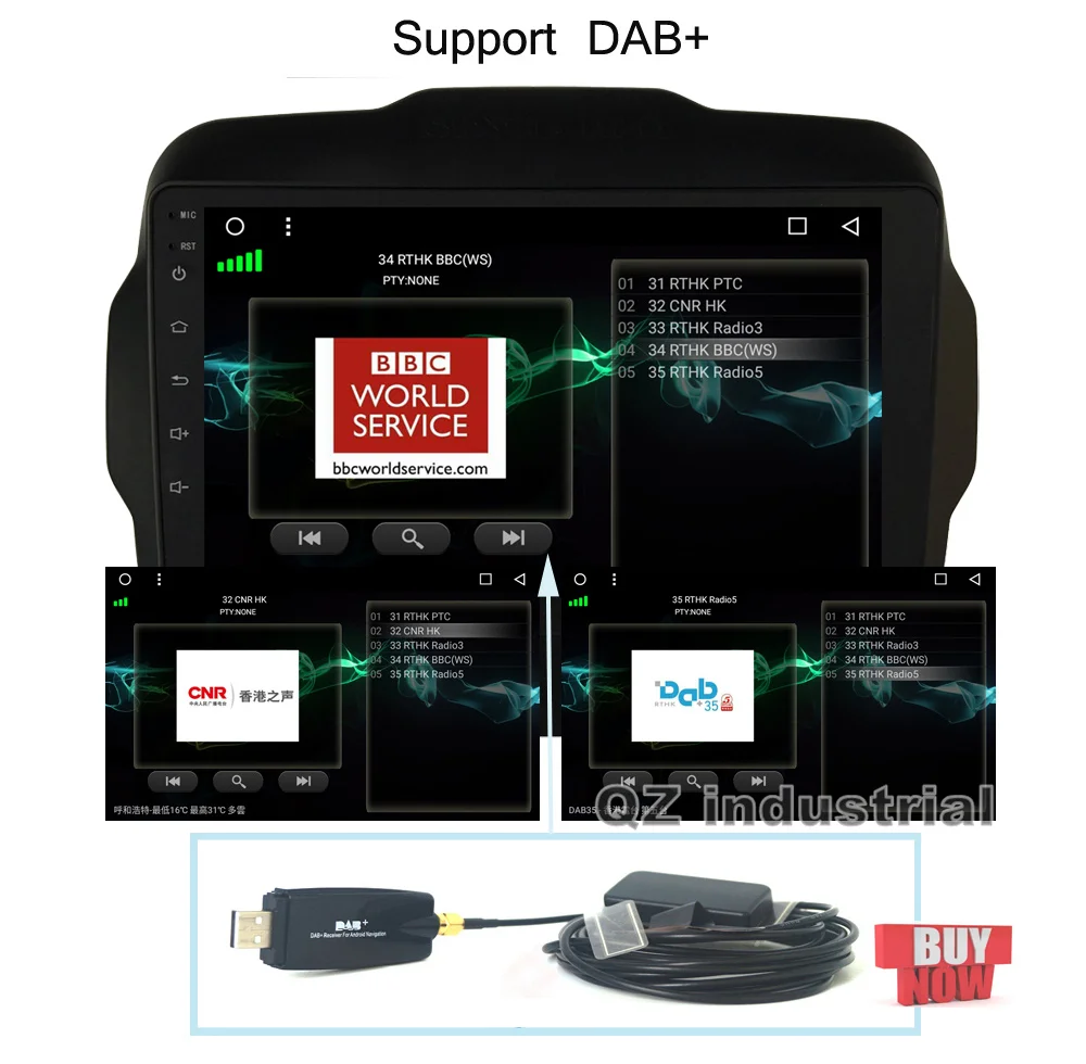 Perfect QZ industrial HD 9" IPS 2.5D Android 8.1 T3 for JEEP RENEGADE Car DVD player with Canbus Radio Navi 3G 4G GPS WIFI BT RDS Map 15