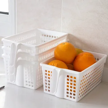 

Large Refrigerator Storage Basket with Handle Kitchen Storage Box Fridge Organizer Desktop Fruit Baskets for Sundries Food Snack