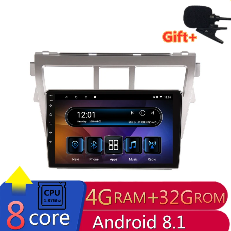 

9" 4G RAM 8 cores Android Car DVD GPS Navigation For Toyota Vios YARIS 2008 2009 2010 2011-2013 audio stereo car radio headunit