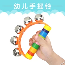 Buy baby Wooden toys Stick 5 Jingle Kids Children Bells Rainbow Hand Shake Bell Rattles Baby Educational Toy - Random Delivery 1 pc Free Shipping