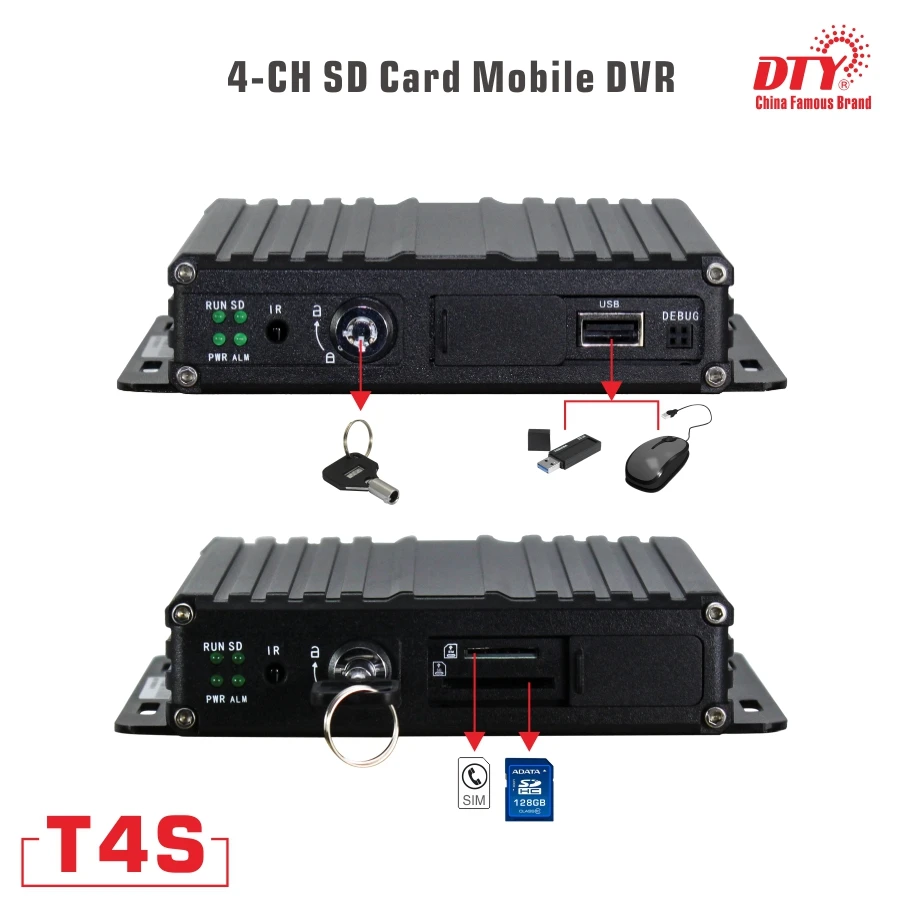 T4S основной mdvr Заводская прямая конкурентоспособная 4ch h.264 720p ahd sd карта