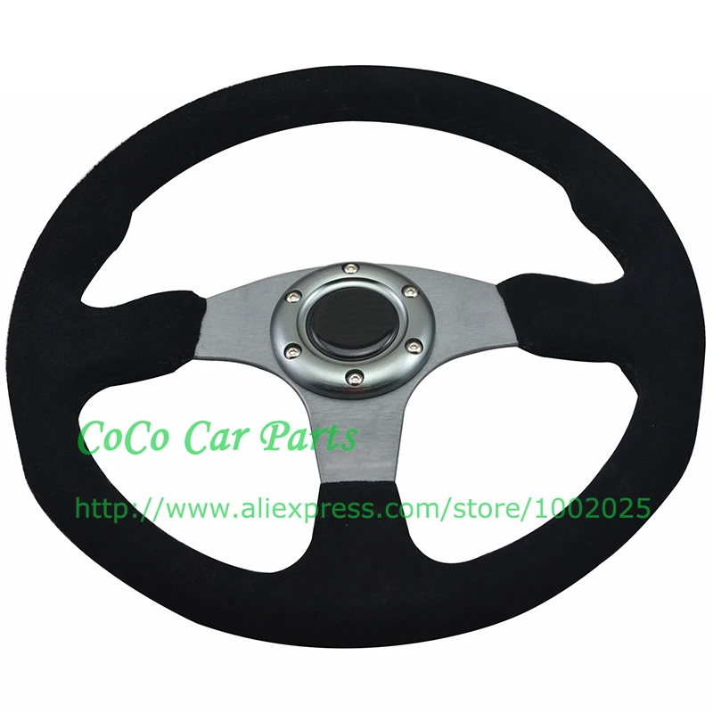 JDM Titanium Color 350mm 14 Inch Auto Steering Wheel Racing Car Flat