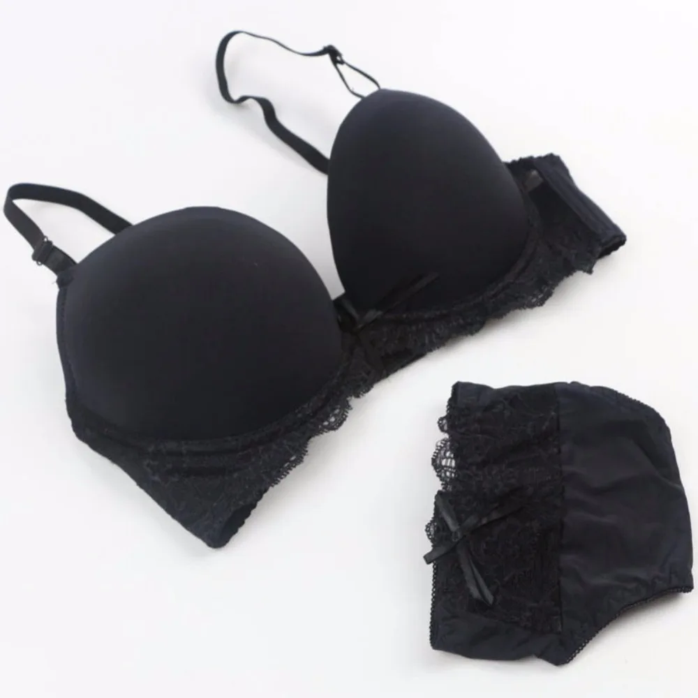 Women Underwear Solid Vs Bra Thong Sets Sexy Lingerie Suit Lace Bra And Panties Female Push Up Bra Set Plus Size underwear set