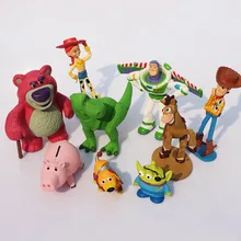 9 unids/lote Toy Story zumbido lightyear leñador osito de peluche Rex dinosaurio pequeño hombre verde figura Juguetes