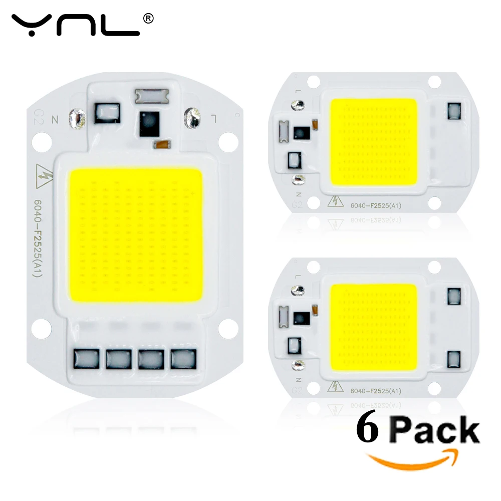 

6pcs/lot COB LED Lamp Chip 50W 30W 20W 220V & 110V Cold Warm White Input Smart IC Driver Fit For DIY LED Floodlight Spotlight