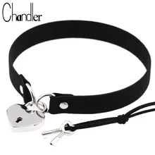 Чокер Чандлер сердце замок бархат из искусственной кожи колье готический панк Harajuku колье с ключевые ювелирные изделия Модные женские любовь аксессуары
