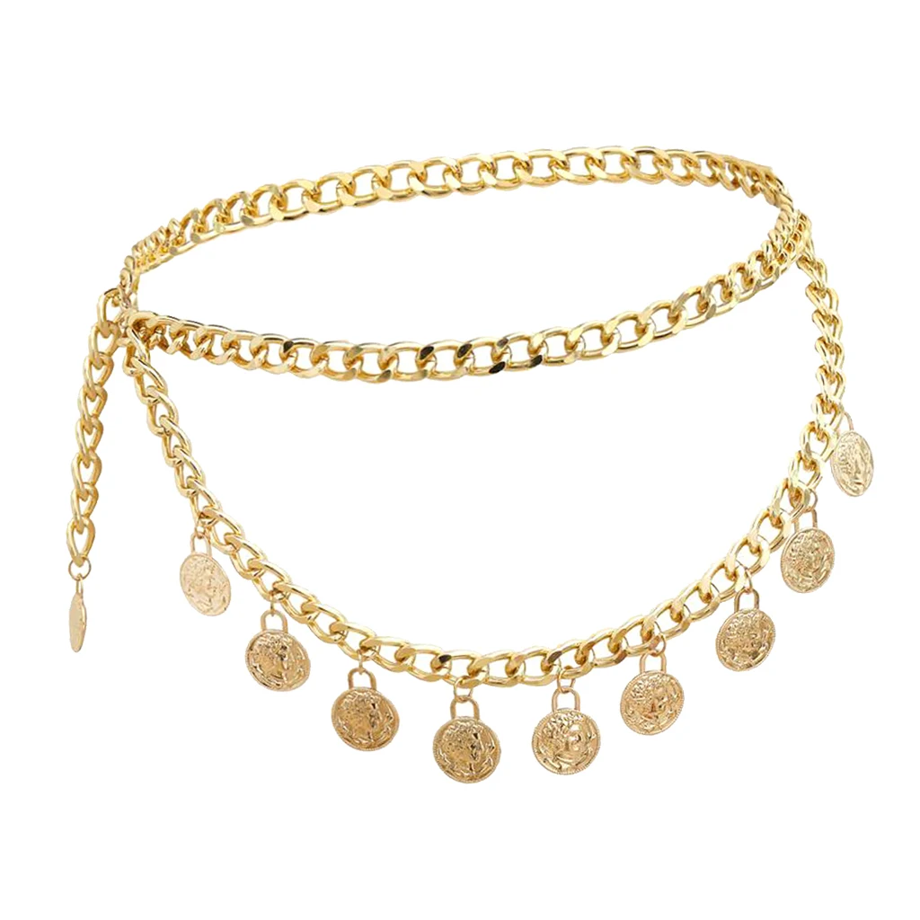 MagiDeal Elegant Lady Bohemian Coins Tassel Chain Wedding Gypsy Waist Belt Body Chain Jewelry