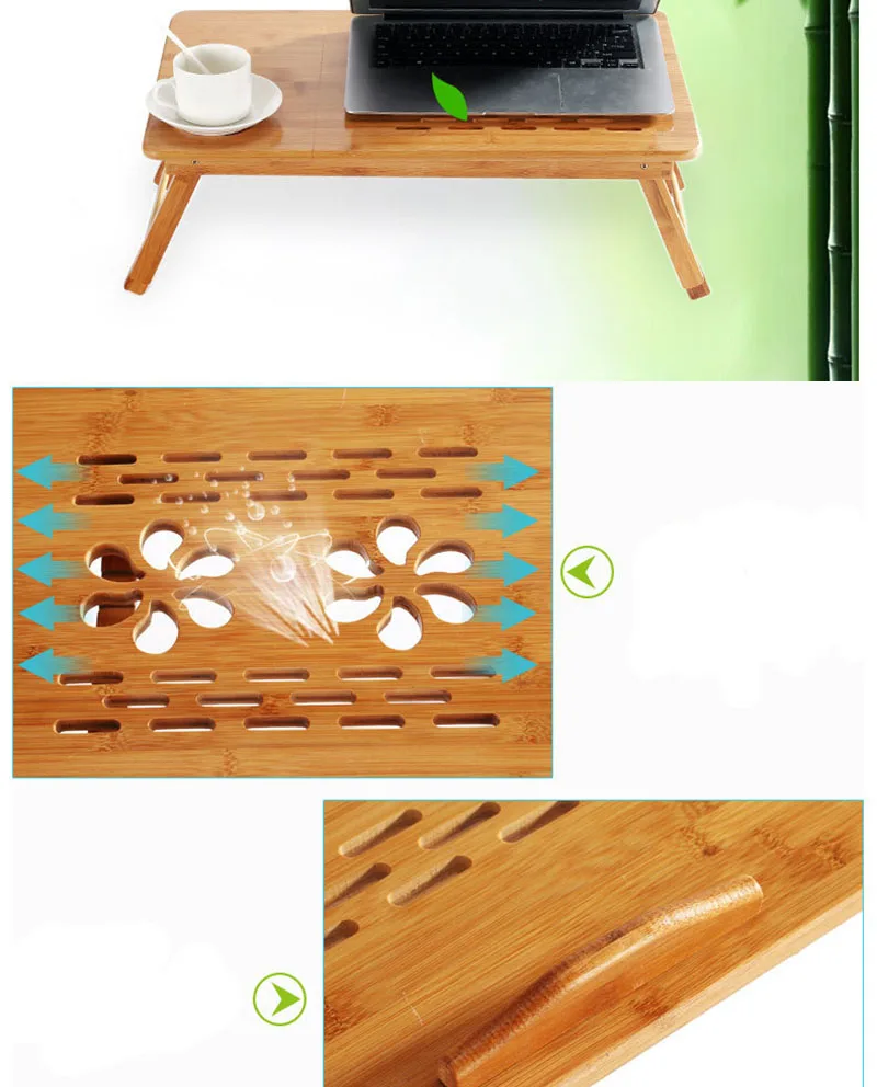 Складной Портативный Регулируемый бамбуковый компьютерный стенд для ноутбука стол для кровати диван-кровать лоток для изучения столов