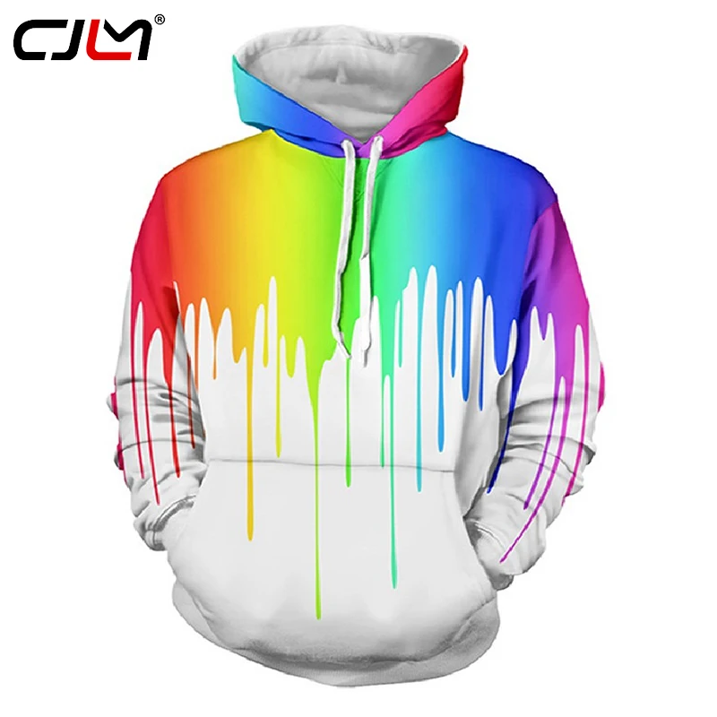 Мужские толстовки CJLM белая Радужная толстовка с масляным принтом Модные