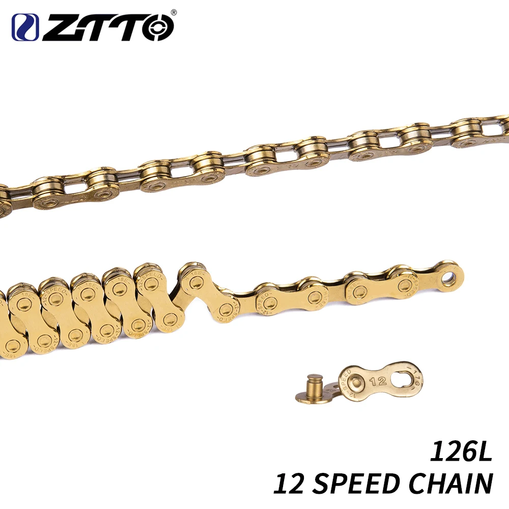 Perfect ZTTO 12 Speed MTB Bike Gold Chain 126L 126 Links 1X12 System Power Lock Connector Missing Link Included For Mountain Bicycle 0