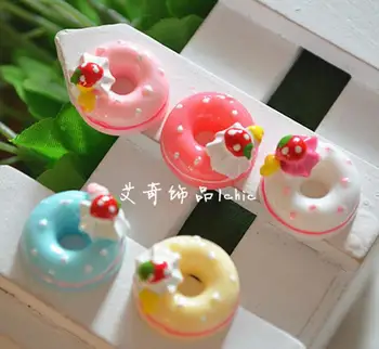 

Free shipping Wholesale mix 10pc Resin Flat back Cartoon donuts Convex circular hair and phone DIY