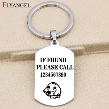 

Engrave If Found Please Call Custom Phone Number Keyring Dog Tag Keychain Stainless Steel Key Chain for Dog Pet Owner Keyring