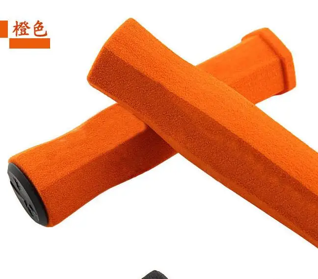 Q179High Density мягкая губка эргономичный велосипедный руль Захваты велосипедные аксессуары удобные противоскользящие ручки бар торцевые крышки - Цвет: Orange